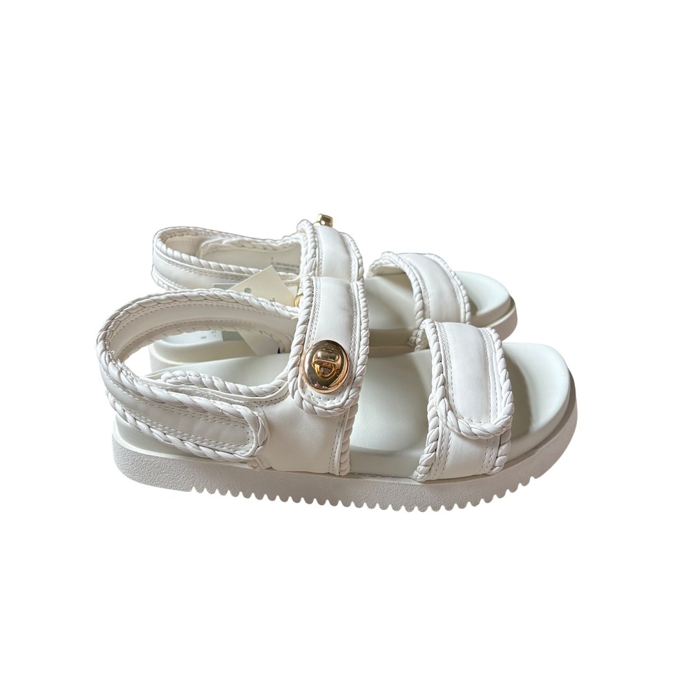 A New Day Tilly Off White Braided Platform Sandals Gold Turn Lock Hardware 6 NWT
